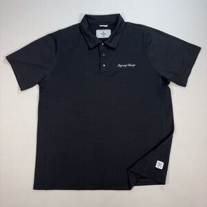 Reigning Champ Snap Polo Men's L Black Embroidered Cursive Spellout Logo Stretch